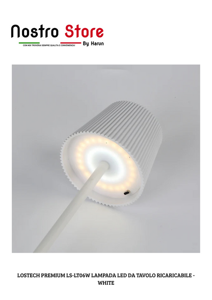 LOSTECH PREMIUM LS-LT06W LAMPADA LED DA TAVOLO RICARICABILE - WHITE