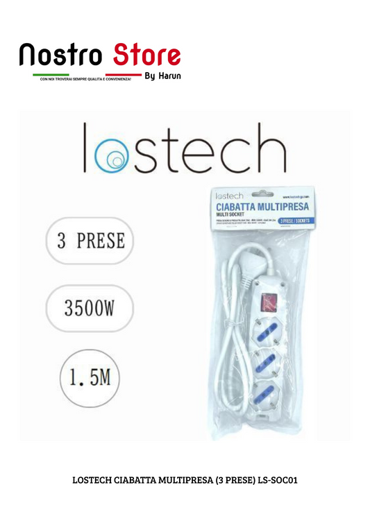 LOSTECH CIABATTA MULTIPRESA (3 PRESE) LS-SOC01
