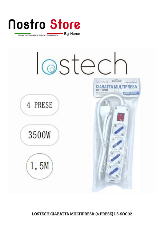 LOSTECH CIABATTA MULTIPRESA (4 PRESE) LS-SOC02