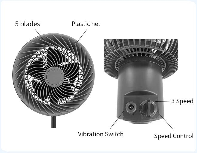 VENTILATORE IBERIC NERO 3 VELOCITA' 230V/50HZ/75W/DIAM.26CM H106