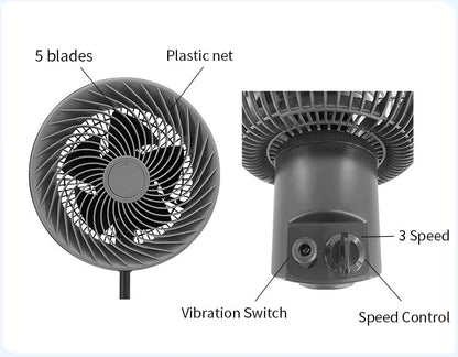VENTILATORE IBERIC NERO 3 VELOCITA' 230V/50HZ/75W/DIAM.26CM H106