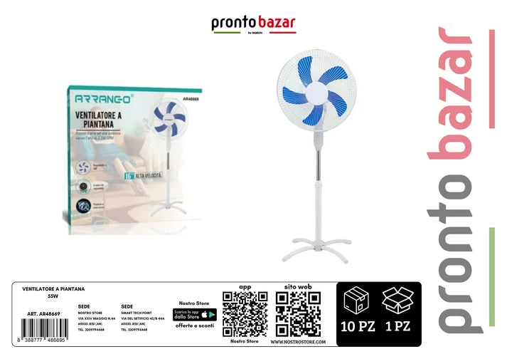 VENTILATORE A PIANTANA 55W 5 PALE