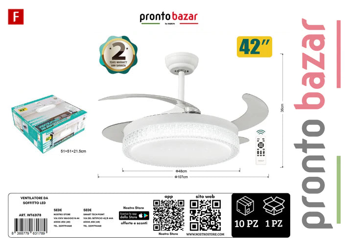 VENTILATORE DA SOFFITTO LED